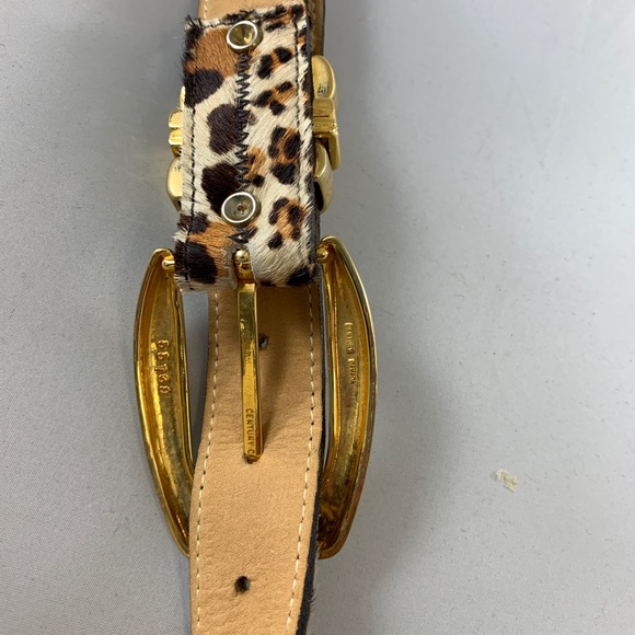 Cache Brushed Gold Pony Hair Leather Belt S - Picture 5 of 6